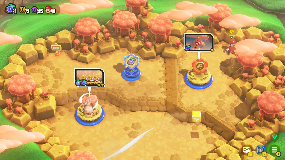 Upper open area in Super Mario Bros. Wonder World 1